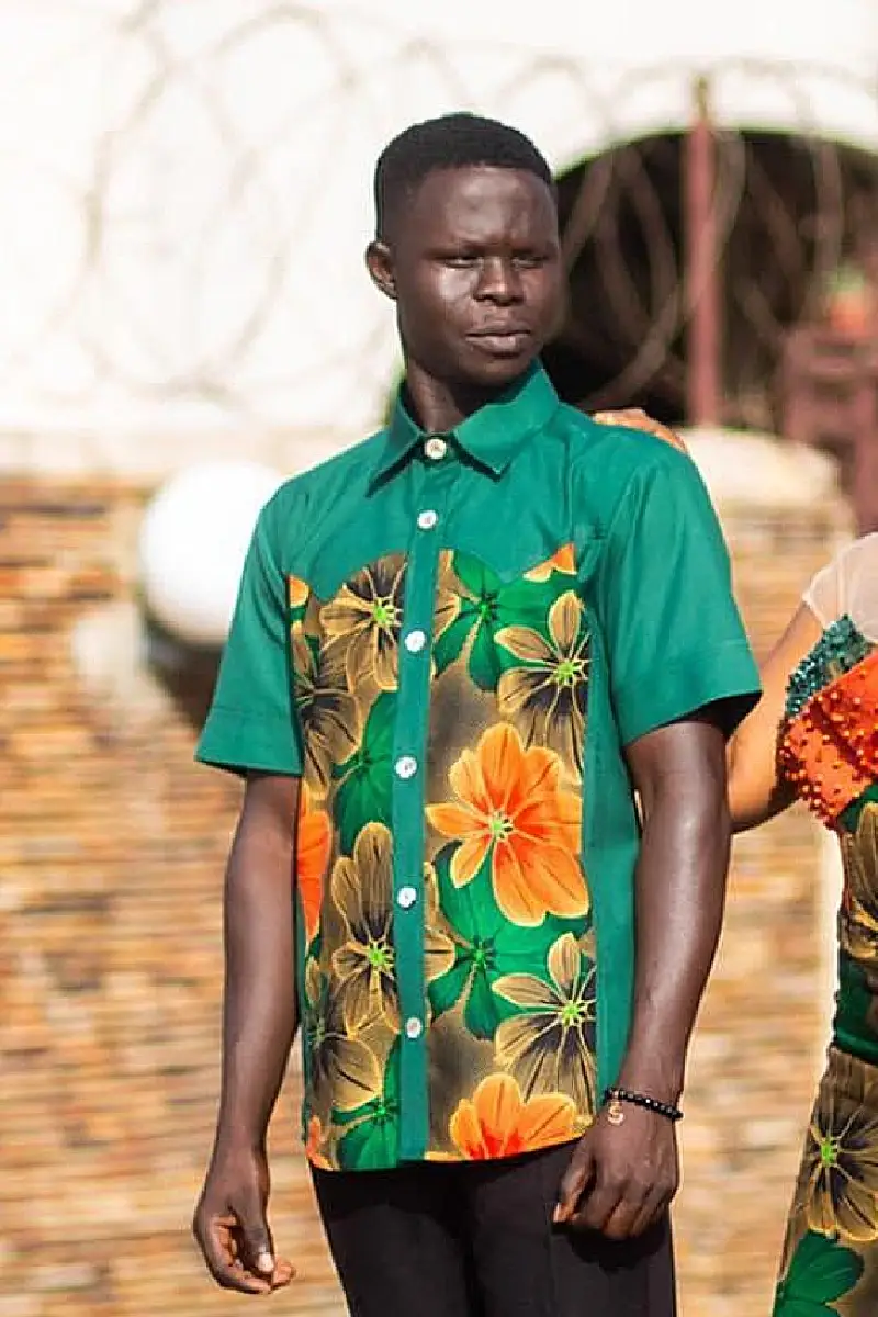 green men african print shirt